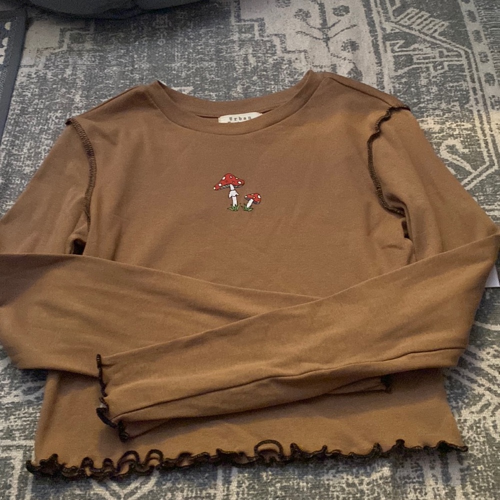 Brown long sleeve crop top